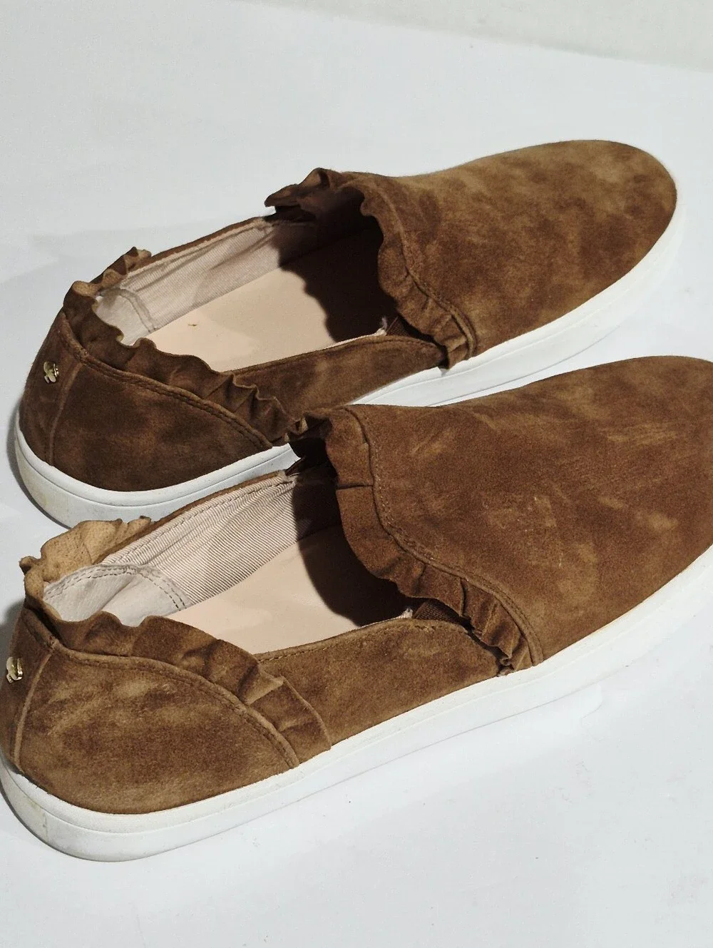 kate spade Brown Suede Slip-On Sneakers with Ruffle Trim Size 11